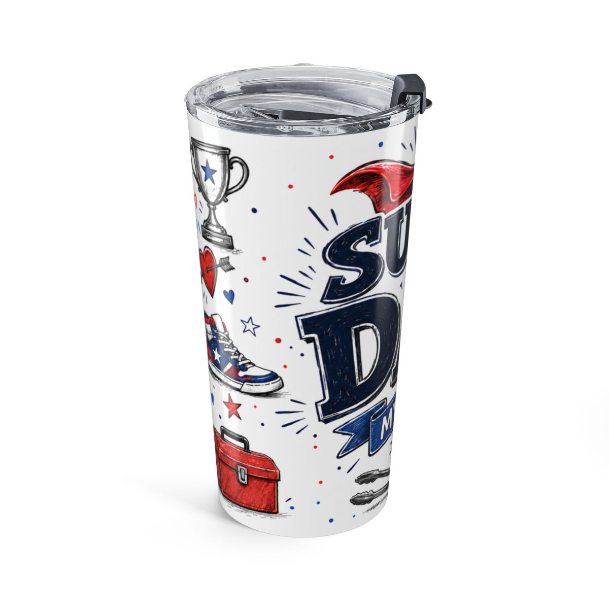 Super Dad My Hero Tumbler | Insulated Stainless Steel Travel Cup — left