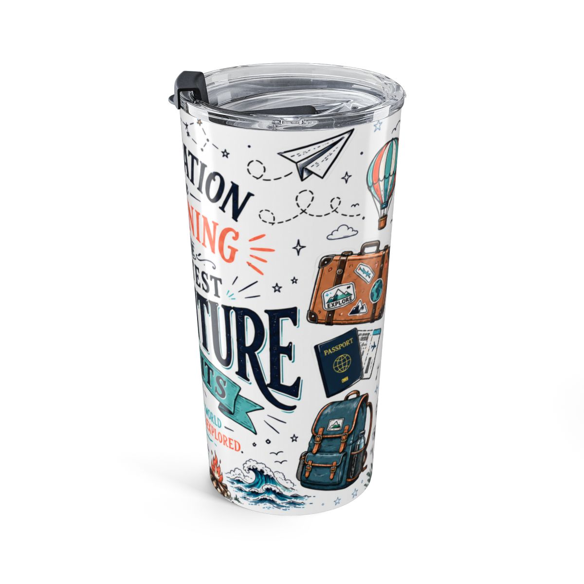 Adventure Awaits 20oz Tumbler | Class of 2026 Graduation Gift | Insulated Stainless Steel Travel Cup — right