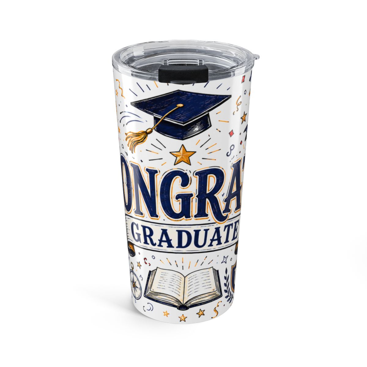 Congrats Graduate 20oz Tumbler | Class of 2026 Graduation Gift | Insulated Stainless Steel Travel Cup — front