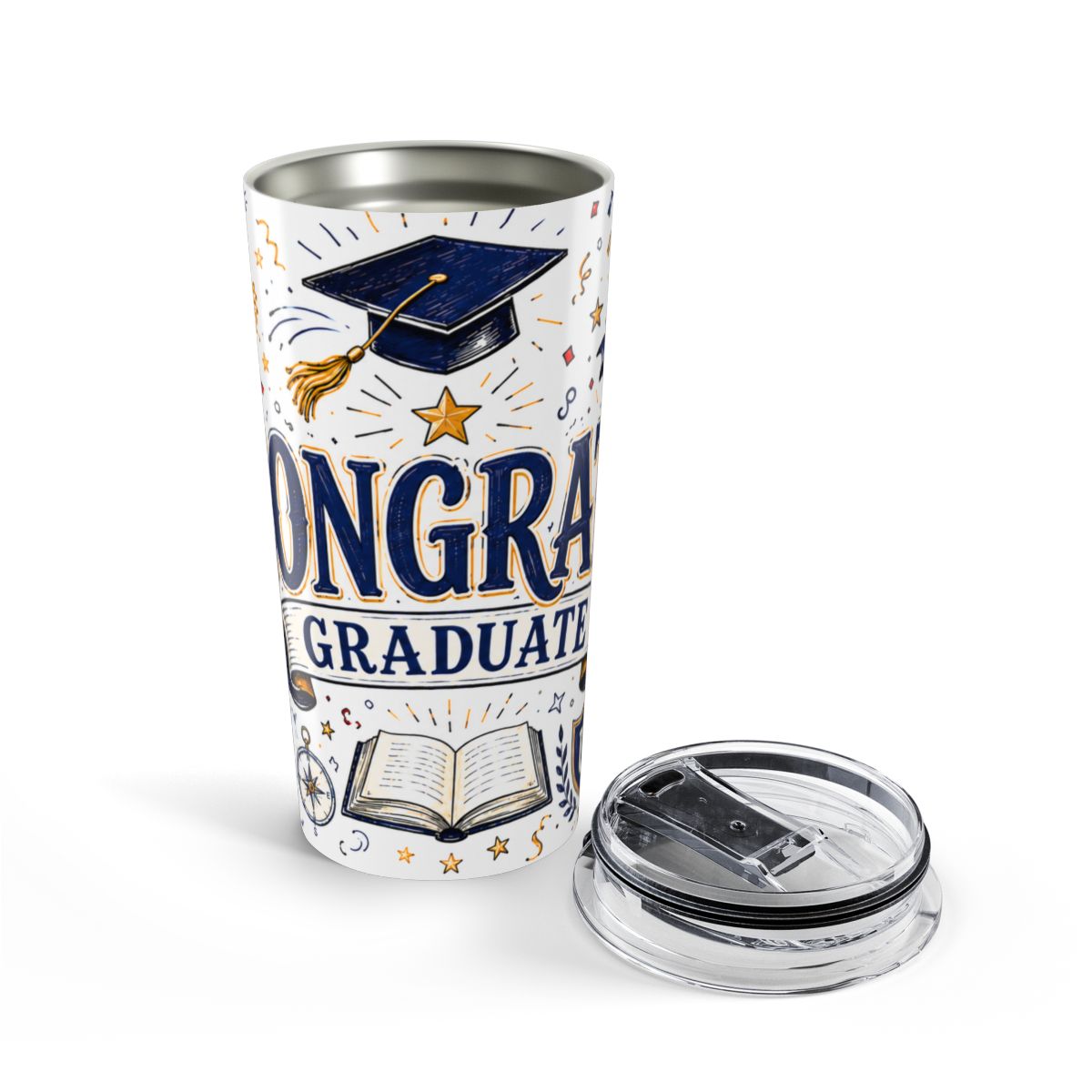 Congrats Graduate 20oz Tumbler | Class of 2026 Graduation Gift | Insulated Stainless Steel Travel Cup — opened