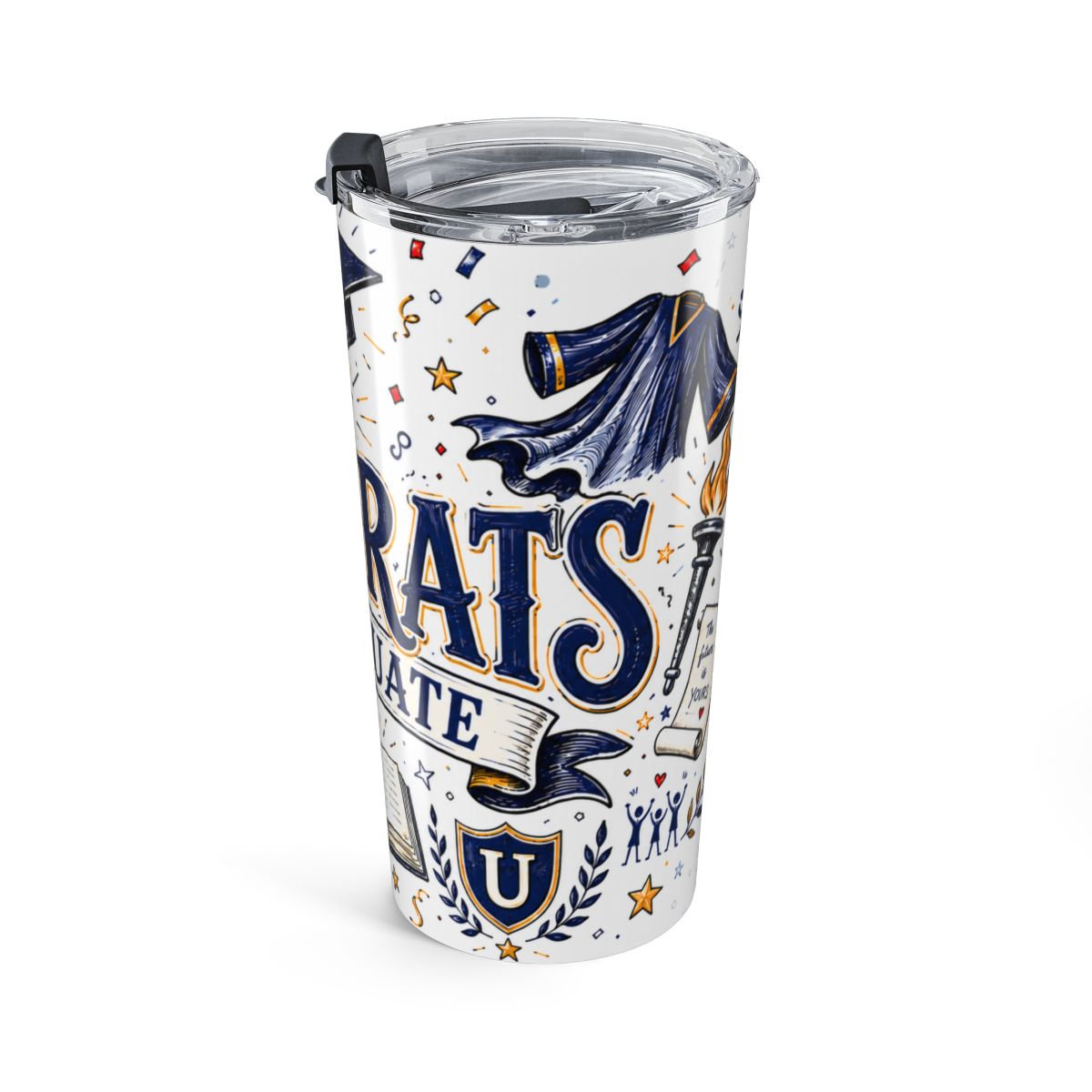 Congrats Graduate 20oz Tumbler | Class of 2026 Graduation Gift | Insulated Stainless Steel Travel Cup — right