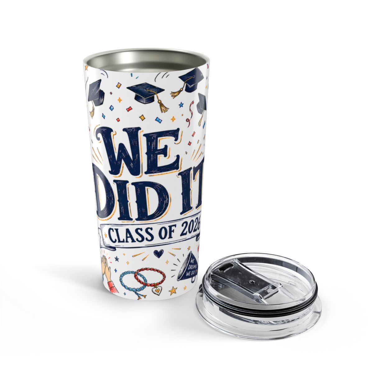 Class of 2026 Graduation Tumbler | Insulated Stainless Steel Travel Cup — opened