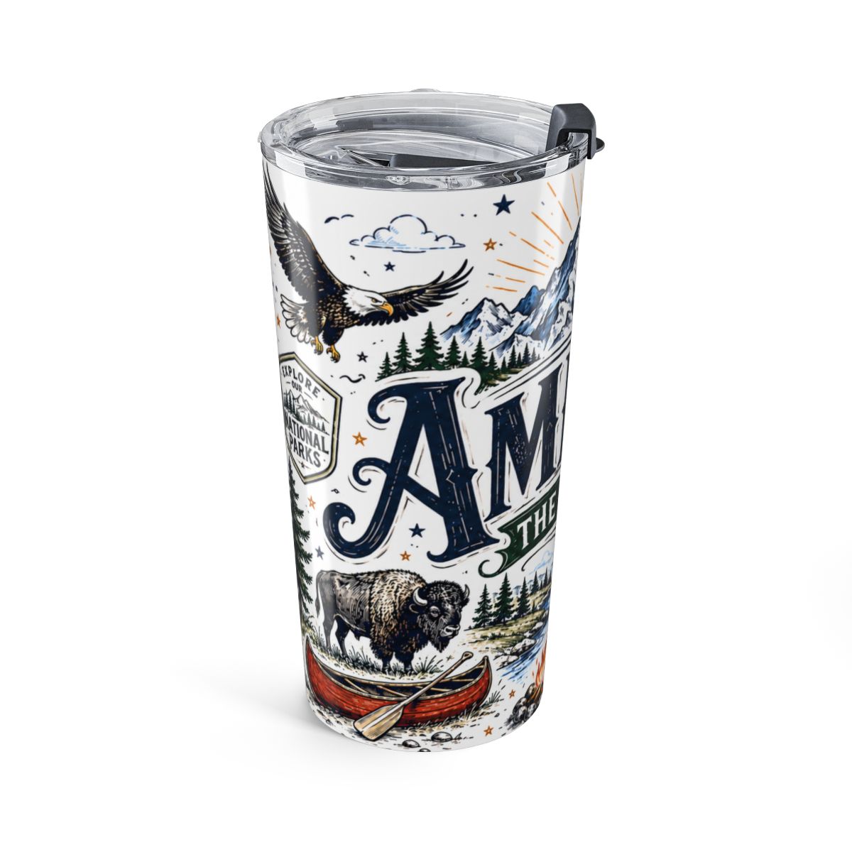 America the Tumbler | Patriotic Stainless Steel Travel Cup — left