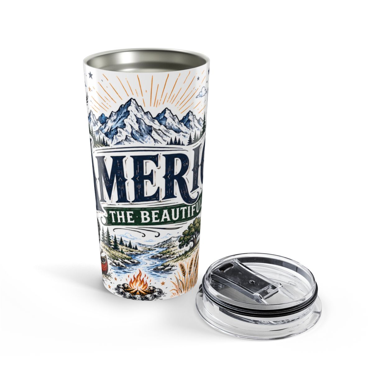 America the Tumbler | Patriotic Stainless Steel Travel Cup — opened
