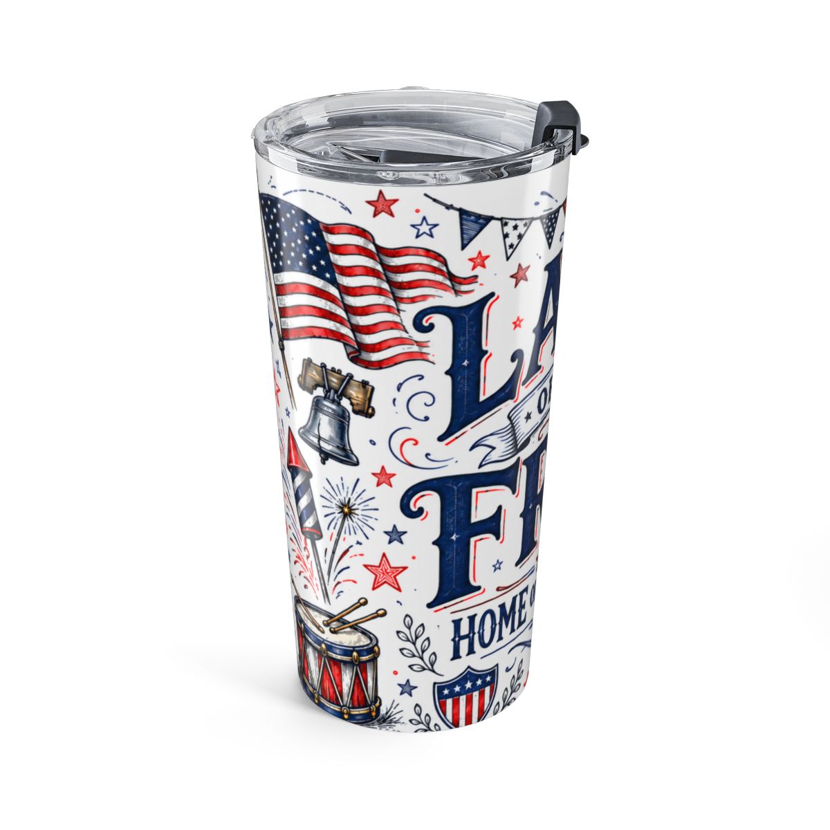 Land of the Free Tumbler | Home of the Brave Patriotic Stainless Steel Cup — left