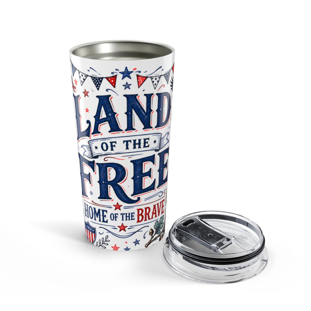 Land of the Free Tumbler | Home of the Brave Patriotic Stainless Steel Cup — opened