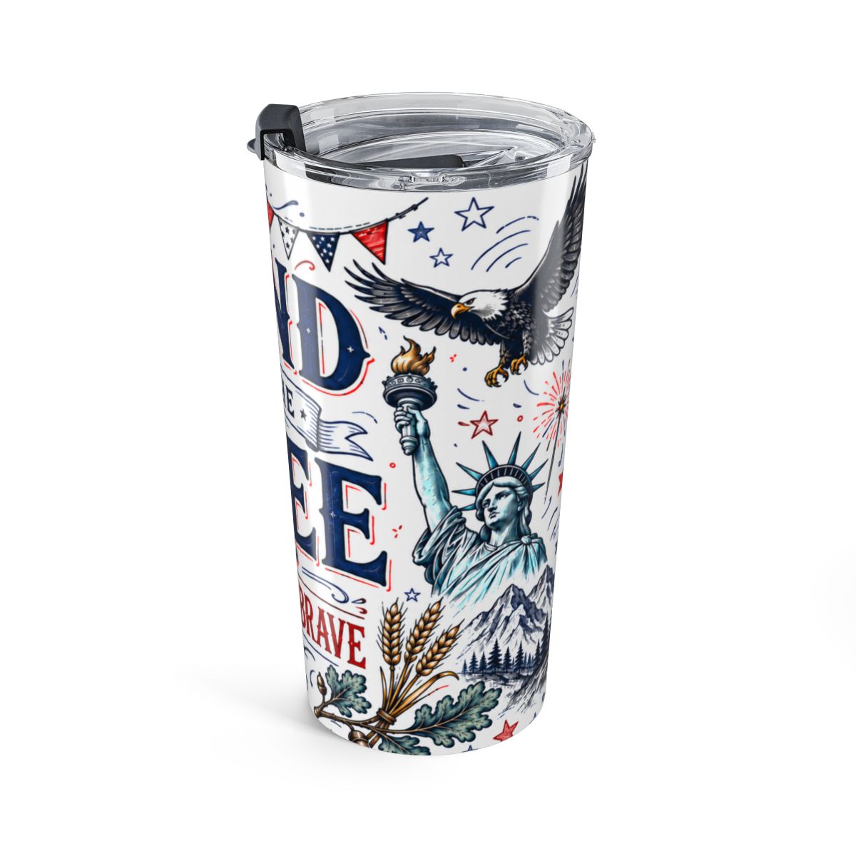 Land of the Free Tumbler | Home of the Brave Patriotic Stainless Steel Cup — right