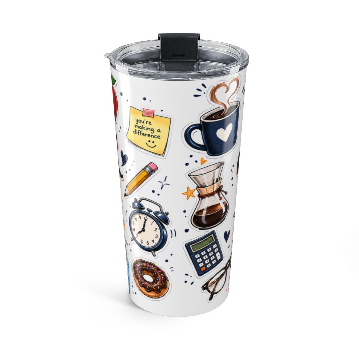 Teacher Fuel Tumbler | Coffee Wine Insulated Stainless Steel Travel Cup — back