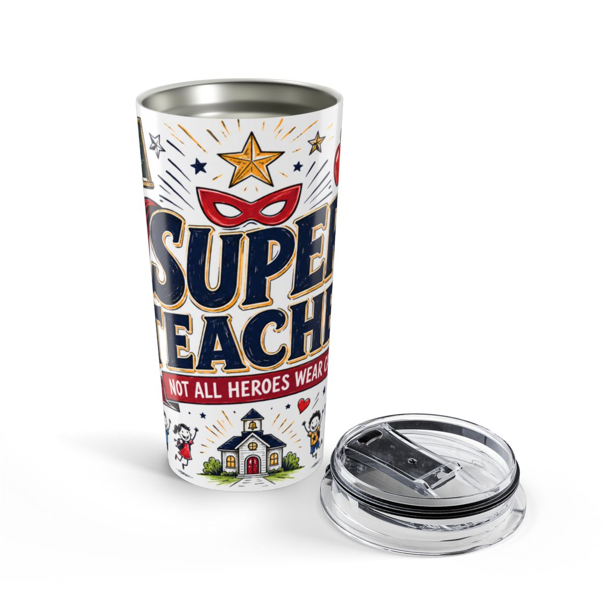 Super Teacher Tumbler | Insulated Stainless Steel Travel Cup — opened