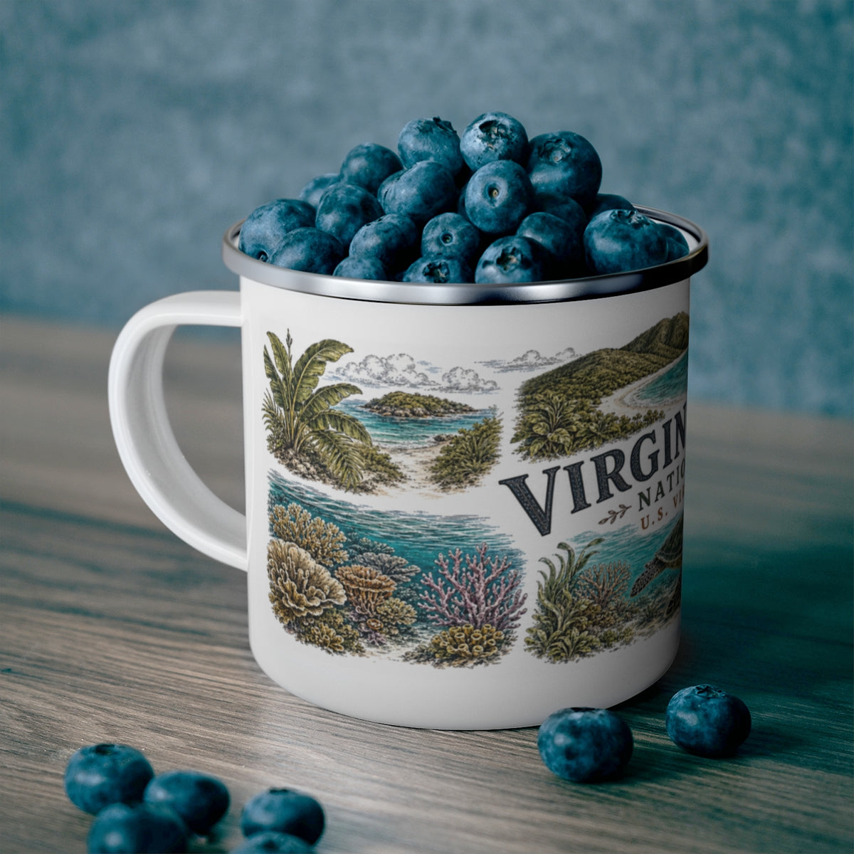 Virgin Islands National Park enamel camping mug outdoor lifestyle scene