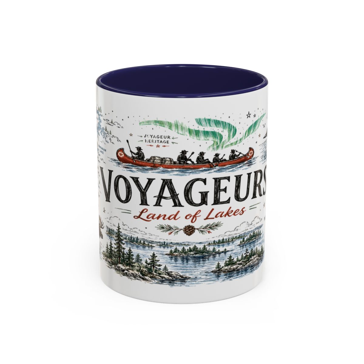 Voyageurs National Park Coffee Mug | Minnesota Lake Wilderness Canoe Gift | Accent Color Ceramic 11oz 15oz