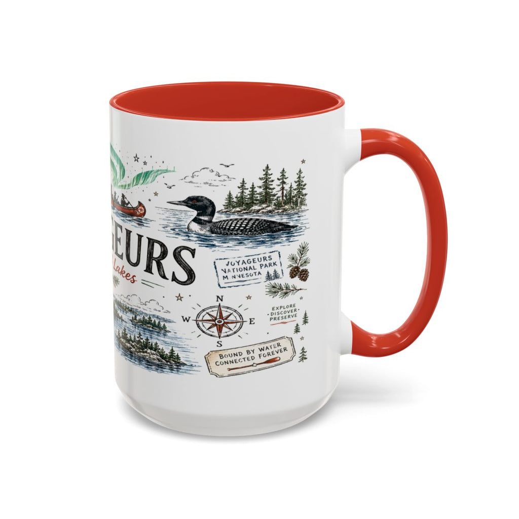 Voyageurs National Park Coffee Mug | Minnesota Lake Wilderness Canoe Gift | Accent Color Ceramic 11oz 15oz