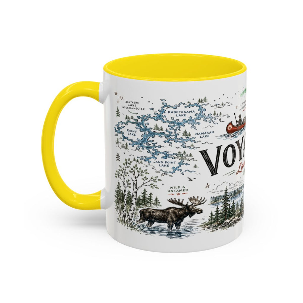 Voyageurs National Park Coffee Mug | Minnesota Lake Wilderness Canoe Gift | Accent Color Ceramic 11oz 15oz