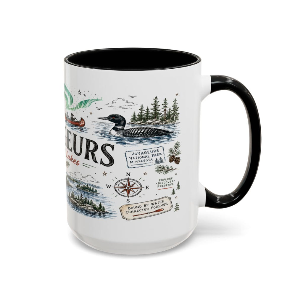 Voyageurs National Park Coffee Mug | Minnesota Lake Wilderness Canoe Gift | Accent Color Ceramic 11oz 15oz