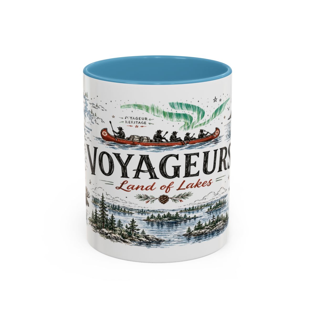 Voyageurs National Park Coffee Mug | Minnesota Lake Wilderness Canoe Gift | Accent Color Ceramic 11oz 15oz