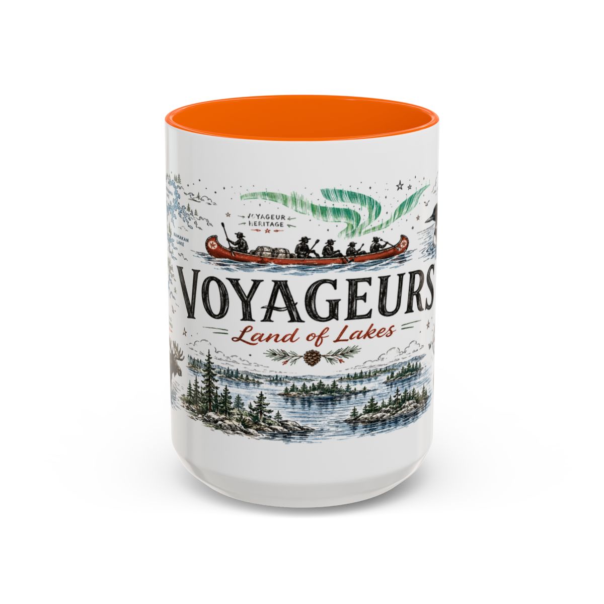 Voyageurs National Park Coffee Mug | Minnesota Lake Wilderness Canoe Gift | Accent Color Ceramic 11oz 15oz
