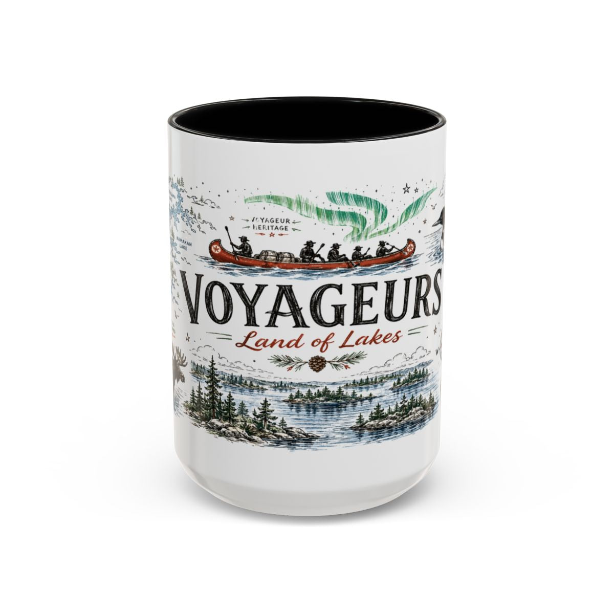 Voyageurs National Park Coffee Mug | Minnesota Lake Wilderness Canoe Gift | Accent Color Ceramic 11oz 15oz