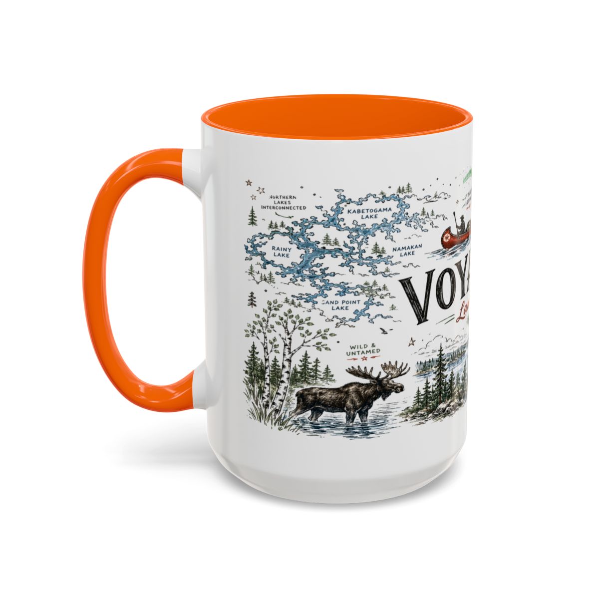 Voyageurs National Park Coffee Mug | Minnesota Lake Wilderness Canoe Gift | Accent Color Ceramic 11oz 15oz