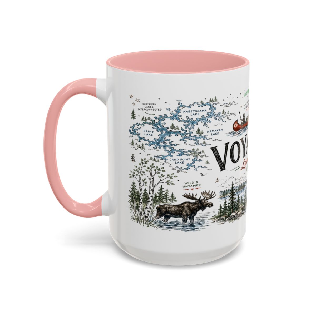 Voyageurs National Park Coffee Mug | Minnesota Lake Wilderness Canoe Gift | Accent Color Ceramic 11oz 15oz