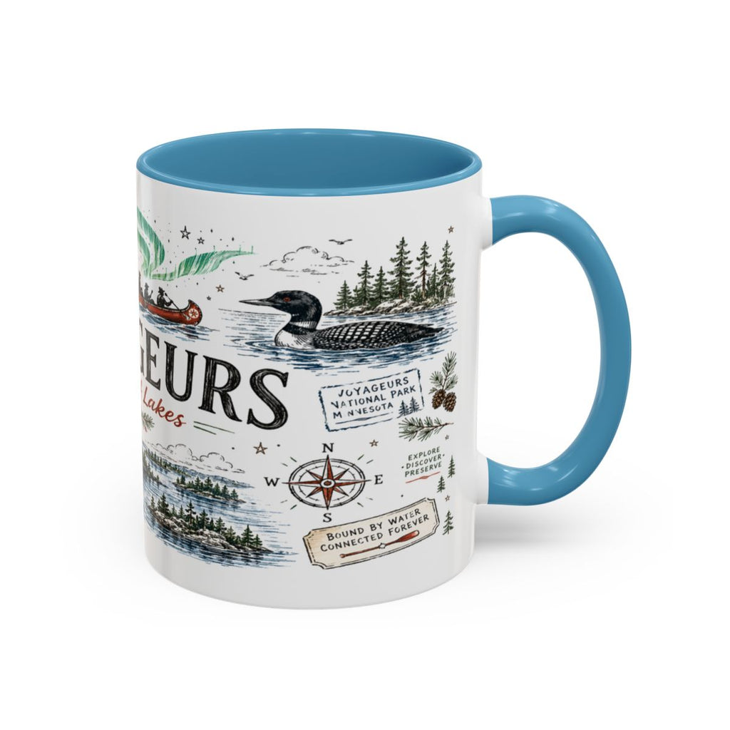 Voyageurs National Park Coffee Mug | Minnesota Lake Wilderness Canoe Gift | Accent Color Ceramic 11oz 15oz