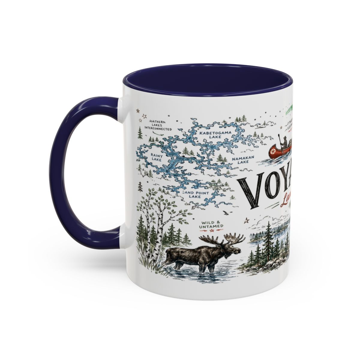 Voyageurs National Park Coffee Mug | Minnesota Lake Wilderness Canoe Gift | Accent Color Ceramic 11oz 15oz