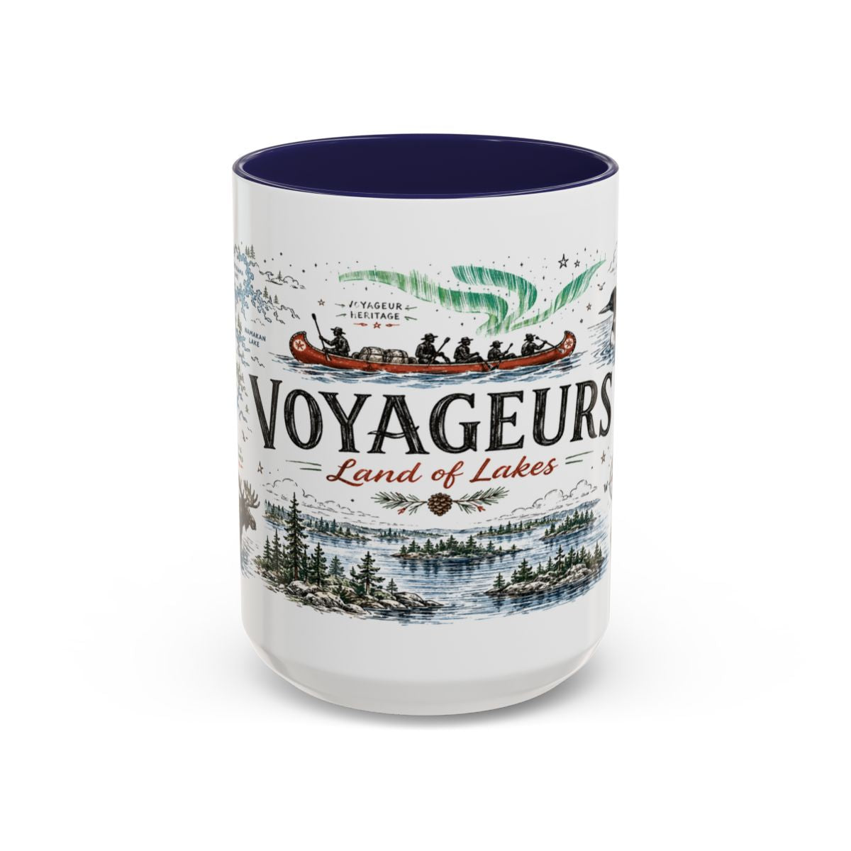 Voyageurs National Park Coffee Mug | Minnesota Lake Wilderness Canoe Gift | Accent Color Ceramic 11oz 15oz