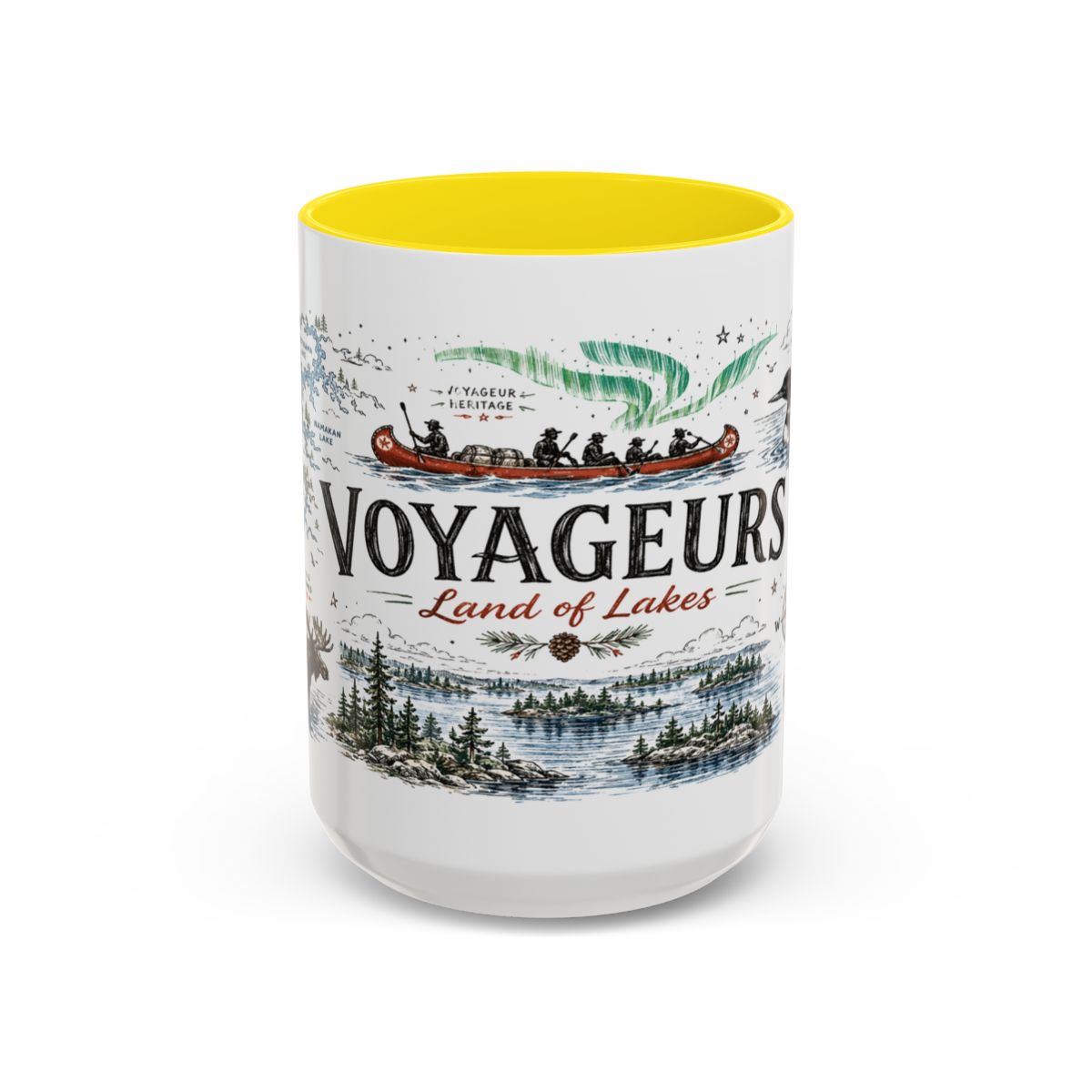 Voyageurs National Park Coffee Mug | Minnesota Lake Wilderness Canoe Gift | Accent Color Ceramic 11oz 15oz