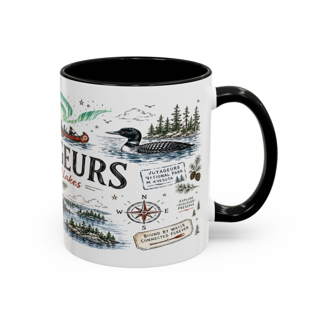 Voyageurs National Park Coffee Mug | Minnesota Lake Wilderness Canoe Gift | Accent Color Ceramic 11oz 15oz