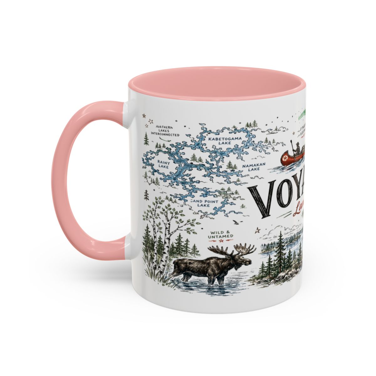 Voyageurs National Park Coffee Mug | Minnesota Lake Wilderness Canoe Gift | Accent Color Ceramic 11oz 15oz