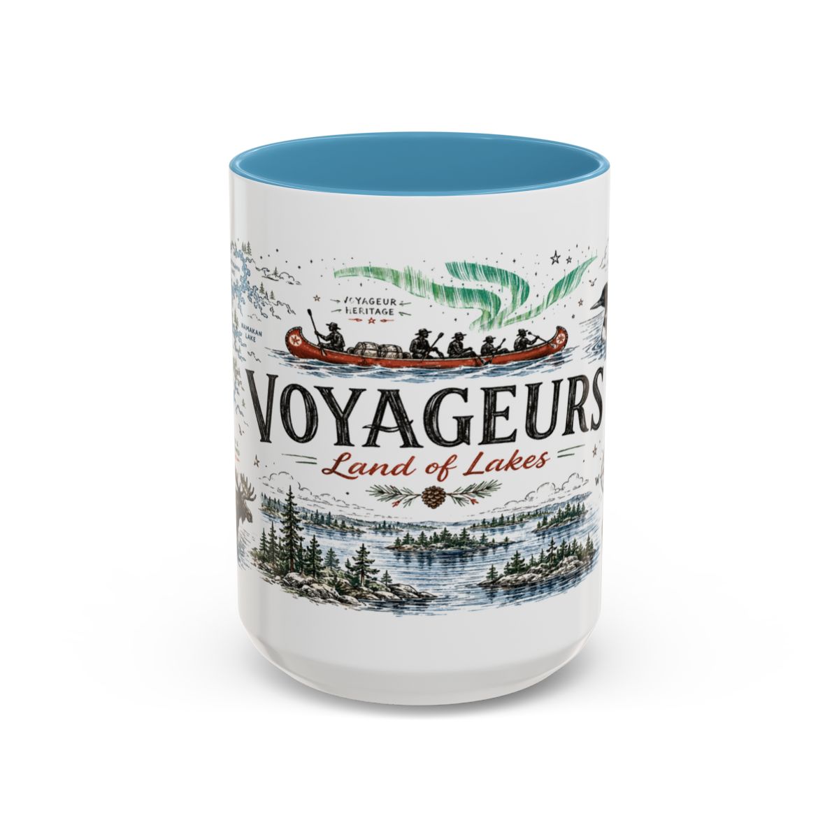 Voyageurs National Park Coffee Mug | Minnesota Lake Wilderness Canoe Gift | Accent Color Ceramic 11oz 15oz