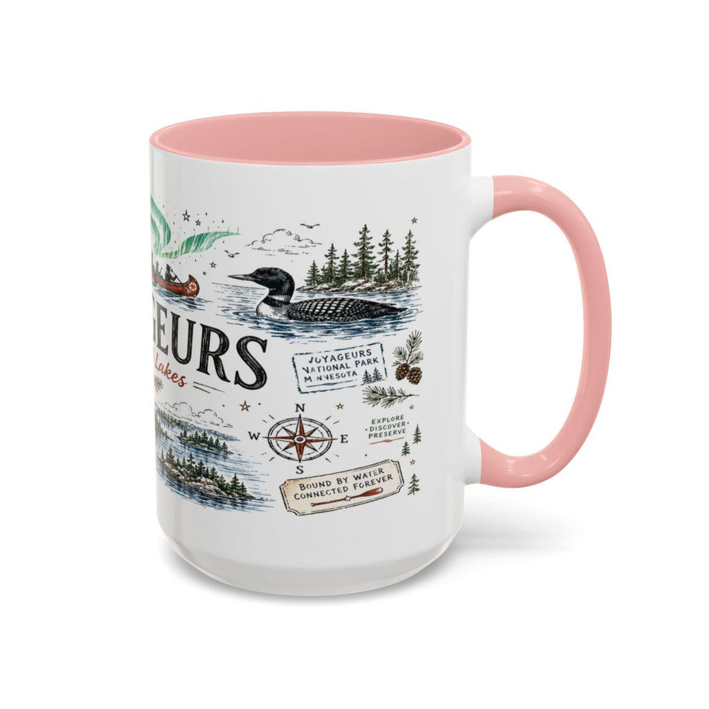 Voyageurs National Park Coffee Mug | Minnesota Lake Wilderness Canoe Gift | Accent Color Ceramic 11oz 15oz