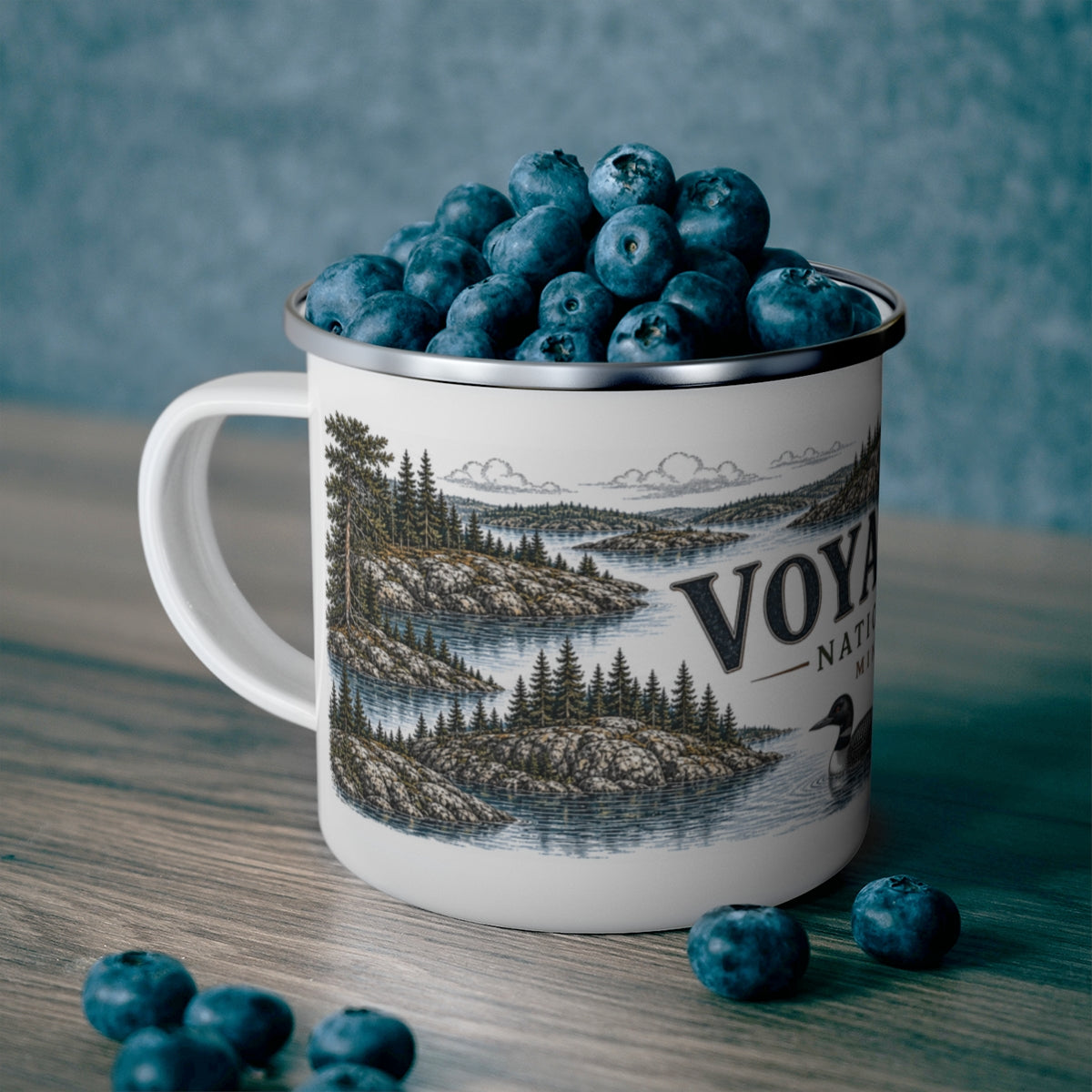 Voyageurs National Park enamel camping mug outdoor lifestyle scene