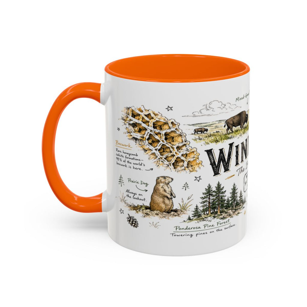 Wind Cave National Park Coffee Mug | South Dakota Cave Bison Prairie Gift | Accent Color Ceramic 11oz 15oz
