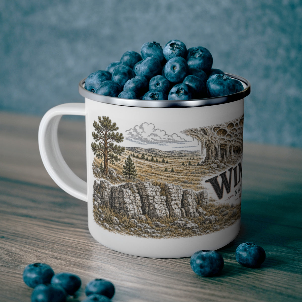 Wind Cave National Park enamel camping mug outdoor lifestyle scene