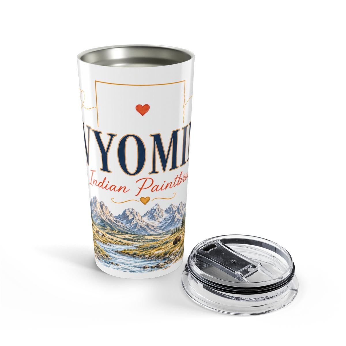 Wyoming State Flower Tumbler | Indian Paintbrush Botanical Travel Cup | 20oz Stainless Steel Gift — opened